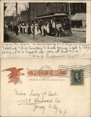 1906 Jersey City,  Nj A Busy Day Hudson County Jersey Antique Postcard Vintage