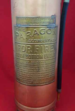 Vintage Paragon Brass Copper Fire Extinguisher National Fire Protection 2