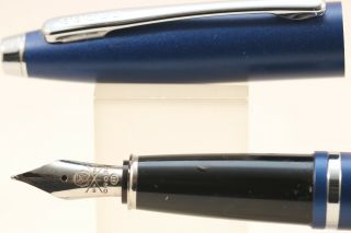 Cross Calais Medium Fountain Pen,  Epoxy Matt Blue With Chrome Trim