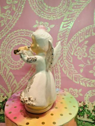 Vtg Artmark January Year ' s Angel W PINK Party Hat Golden Horn Ruffled Dress 8