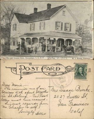 1907 Massapequa,  Ny Post Office And General Store,  Long Island Nassau County