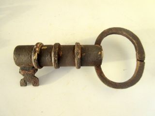Vintage Old Collectible Rare Handcrafted Key Shape Iron Tricky / Puzzle Pad Lock