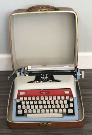 Vintage Royal Futura 800 Blue 1960’s Typewriter In Case.