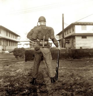 1940s Ww2 Era Photo Negative Soldier In Full Pack All Gear Caught From Behind