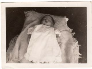 Sweet Snapshot Photograph Post Mortem Baby Infant Coffin Id 