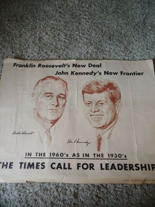 VINTAGE JFK KENNEDY & FDR ROOSEVELT DEAL FRONTIER JUGATE PICTURE POSTER 2