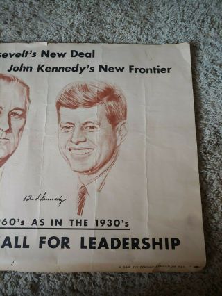 VINTAGE JFK KENNEDY & FDR ROOSEVELT DEAL FRONTIER JUGATE PICTURE POSTER 4