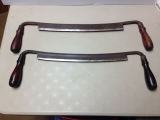2 Vintage 14 " Draw Blade Knife Shaver Old Framing Woodworking Tool