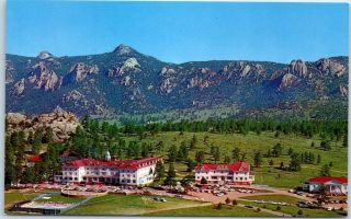 Estes Park,  Co Postcard The Stanly Hotel Aerial View W/ Mummy Range Mtns C1960s