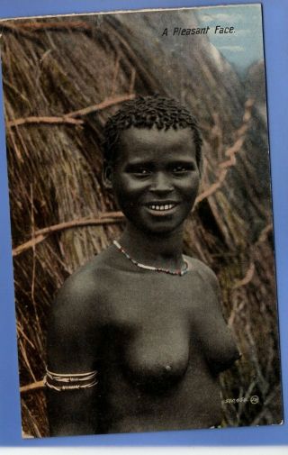 1907c Semi - Nude Native Beauty Lady South Africa Local Vintage Postcard