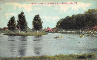 Shelbyville Illinois 1911 Postcard Crystal Lake At Forest Park