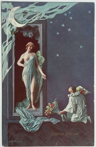 Art Nouveau Classical Glamour,  Pierrot " The Gallant Clown ",  By Mastroianni,  1914