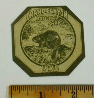 Vintage 1936 Grand Canyon National Park Entrance Permit Decal Sticker Complete