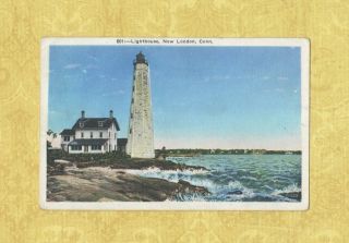 Ct London 1908 - 29 Vintage Postcard Lighthouse 501 Ct To Albany Ny