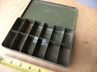 Vintage 7x5 Metal Parts Box Millitary Green Color