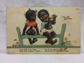 Vtg Postcard African American Black Americana Music Card Chocolate Drops Comics