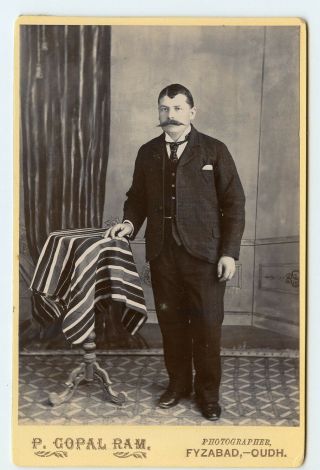 Vintage Cabinet Card Well Dressed Man In India Gopal Ram Ph Fyzabad Oudh