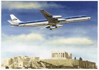 Modern Postcard Klm Douglas Dc - 8 100 Year Anniversary Aviation Airways Airline