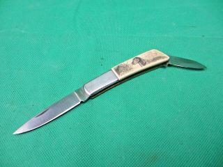Gerber Silver Knight Scrimshaw Dog Pocket Knife