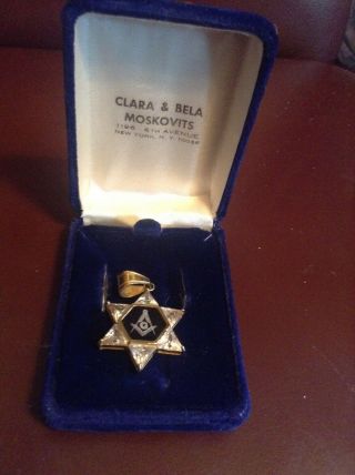{super Rare} Vintage Custom Masonic Freemason Pendant/crystal & Black Onyx -