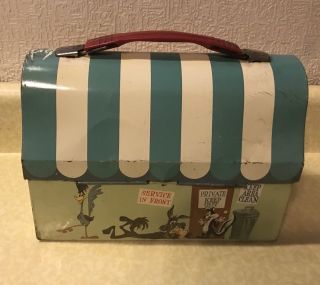 Vintage 1959 Porky ' s Lunch Wagon Dome Metal Lunchbox 2