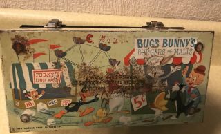 Vintage 1959 Porky ' s Lunch Wagon Dome Metal Lunchbox 6