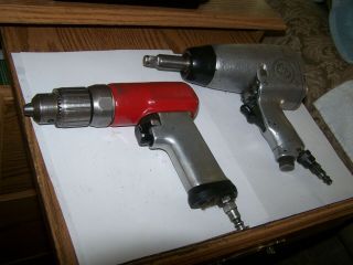 Snap On Tools Pneumatic Drill Pd3a3 & Pneumatic Impact Cp 1/2 In Drive Work Good