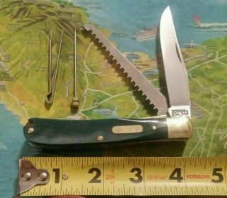 Vintage Schrade U.  S.  A.  Buzzsaw D.  U.  97ot 970t Knife W/ Tweezers & Field Pick