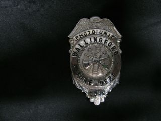 Vintage Wallingford Conn.  Fire Dept.  Badge,  Rare Photo Unit Badge