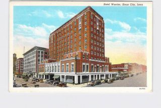 Vintage Postcard Iowa Sioux City Hotel Warrior Exterior Business Street View