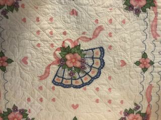 Vintage Baby/Lap Quilt Blanket Flowers Square 2