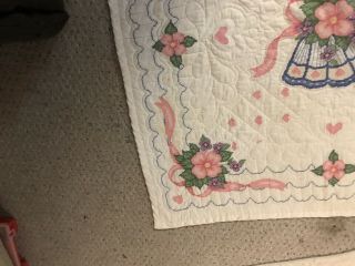 Vintage Baby/Lap Quilt Blanket Flowers Square 4