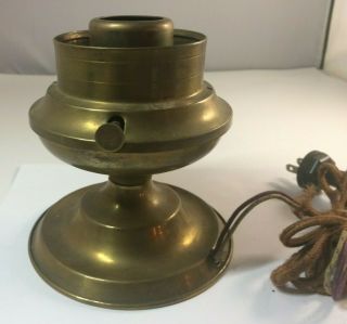 Antique Vintage Brass Electrified Lamp Base Great Or Rebuilding