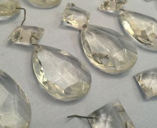 18 - Vintage Antique 2 " Clear Glass Teardrop Crystals,  3/4 " Square Top Prisms
