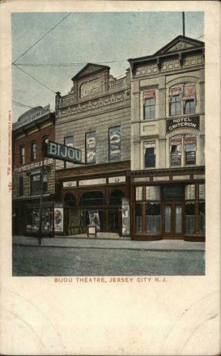 Jersey City,  Nj Bijou Theatre Hudson County Jersey Antique Postcard Vintage