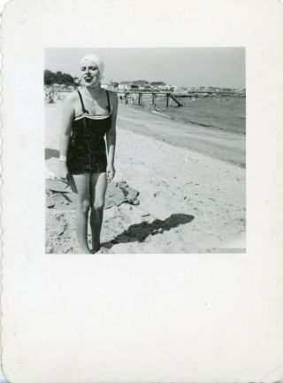 Vintage Photo Of A Woman In Her Swimsuit - Sticking Her Tongue Out