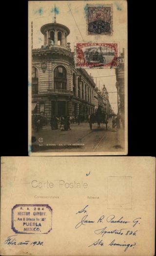 Mexico 1930 Rppc Mexico City Avenida Isabel La Catolica Philatelic Cof Postcard