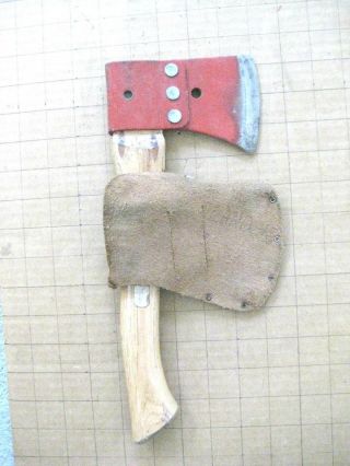 Vintage Ames Usa Hatchet With Leather Cover