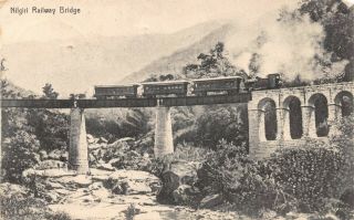India Nilgiri Mountain Railway Bridge Steam Train On Track Printed Card