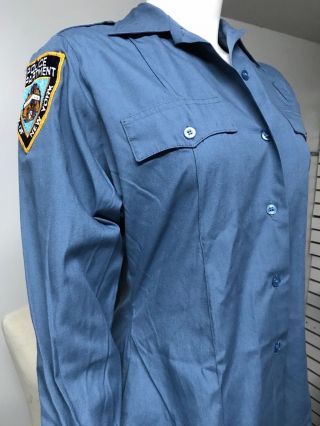 Retired Vintage Conqueror Ladies Nypd Police Poplin Shirt With Patch Bust 42