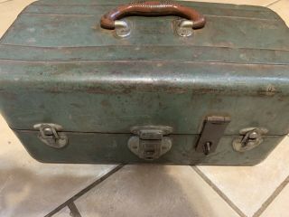 Vintage 1940 ' s UNION Steel Chest Corp.  Tackle Box (Olympus Green) Made in U.  S.  A. 2