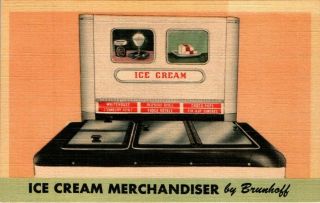 Ice Cream Merchandiser By Brunhoff Mfg Cincinnati Ohio Advertising Postcard 1950