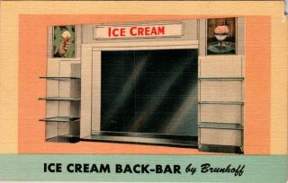 Ice Cream Back Bar By Brunhoff Mfg Cincinnati Ohio Advertising Postcard 1950