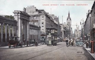 Aberdeen - Union Street And Facade With Tram & Cars By Valentine 