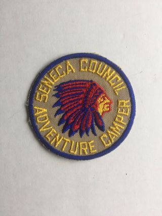 Bsa Seneca Council Tan & Yellow Letter Adventure Camper Badge
