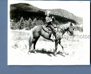 Found B&w Photo A_7138 Girl Sitting On Horse In Field