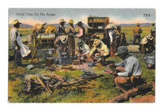 Vintage Postcard Chuck Time On The Range Linen Era Colourpicture