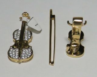 OLIVER WEBER VIOLIN WITH STAND BOW GOLD COLOR CRYSTALS RARE COLLECTIBLE 2