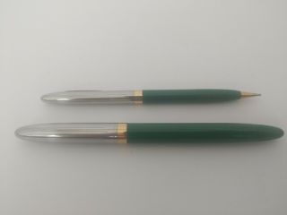 VTG SHEAFFER Snorkel Clipper Fountain Pen Set Jade Green Gold Silver 3
