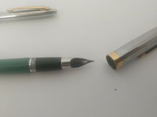 VTG SHEAFFER Snorkel Clipper Fountain Pen Set Jade Green Gold Silver 4